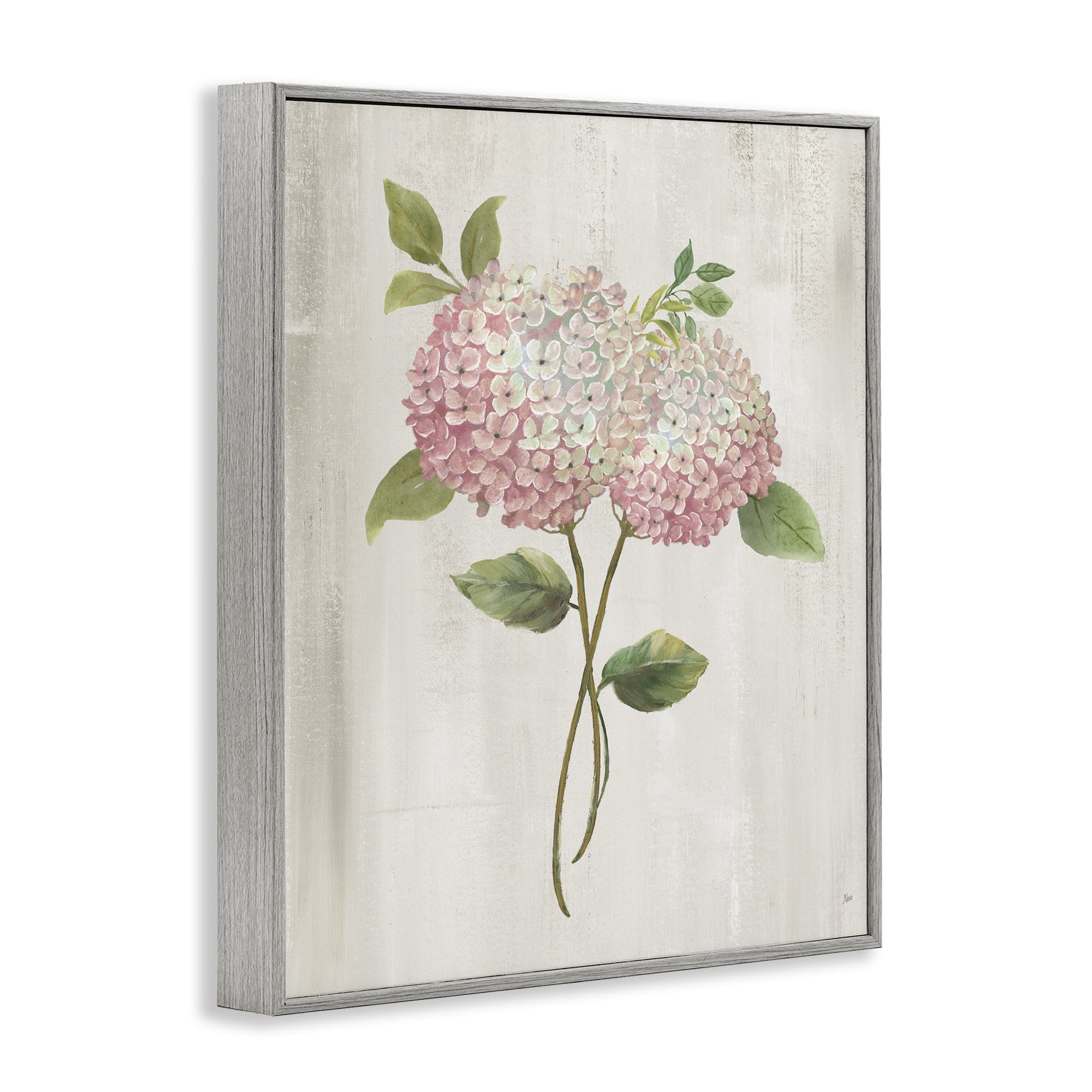 Stupell Industries Vintage Pink Hydrangea Gray Framed Giclee Art, design by Nan