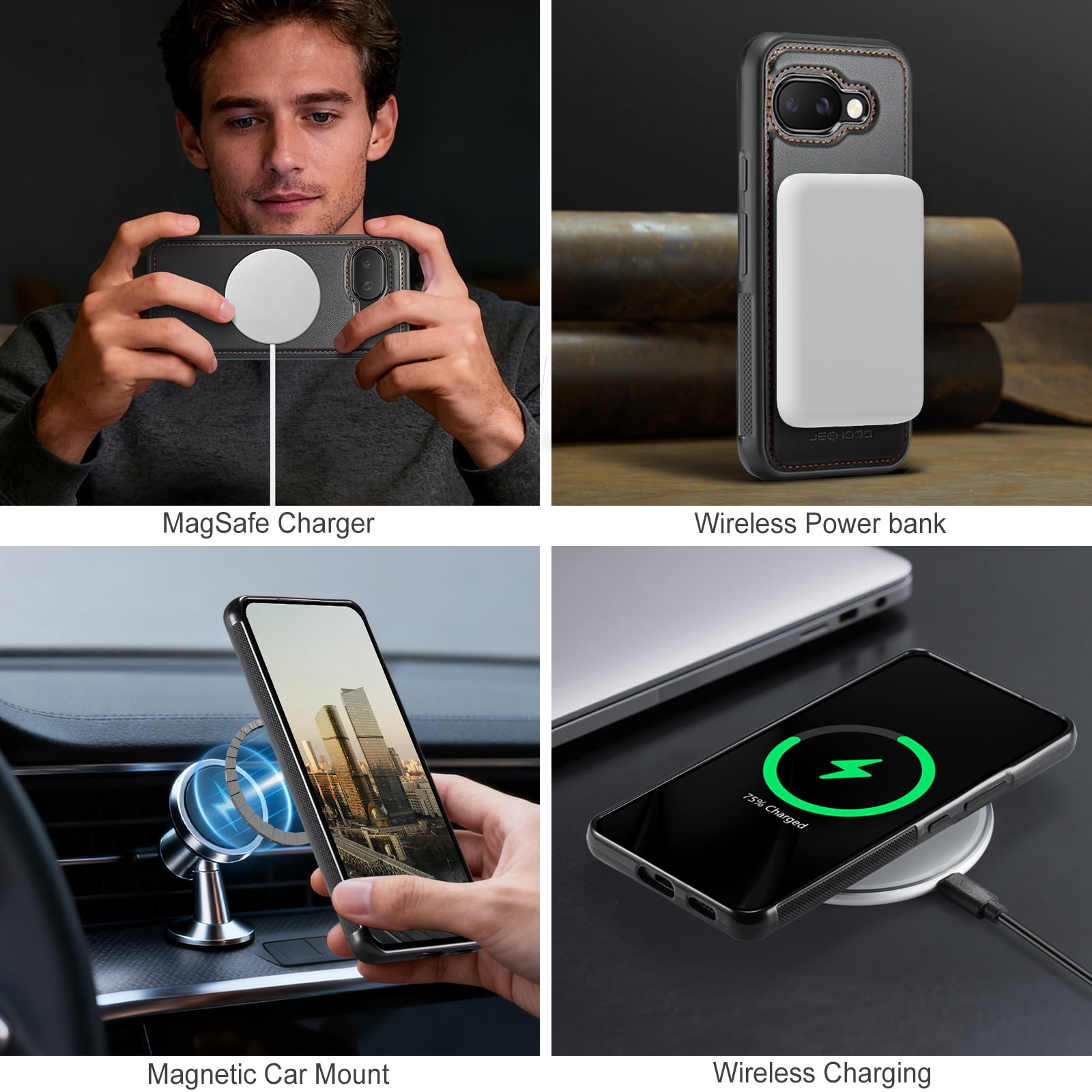 For Google Pixel 10A Phone Case,2-in-1 Magnetic Removable Flip Card Holder,Compatible With Mag-Safe,Anti-Scratch PU Leather,With Card Slots,Kickstand,Shockproof Durable Phone Case,Black