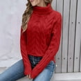 thumbnail image 2 of XIAOCHA Womens Sweaters Minimalist Solid Color Turtleneck Knit Pullover Blouses Soft Warm Long Sleeve Winter Casual Slim Fit Comfortable Sweater, 2 of 8