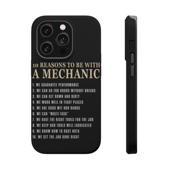 DistinctInk Tough Case for Apple iPhone 15 PRO (6.1" Screen), Compatible with MagSafe Charging - 10 Reasons to Be With a Mechanic