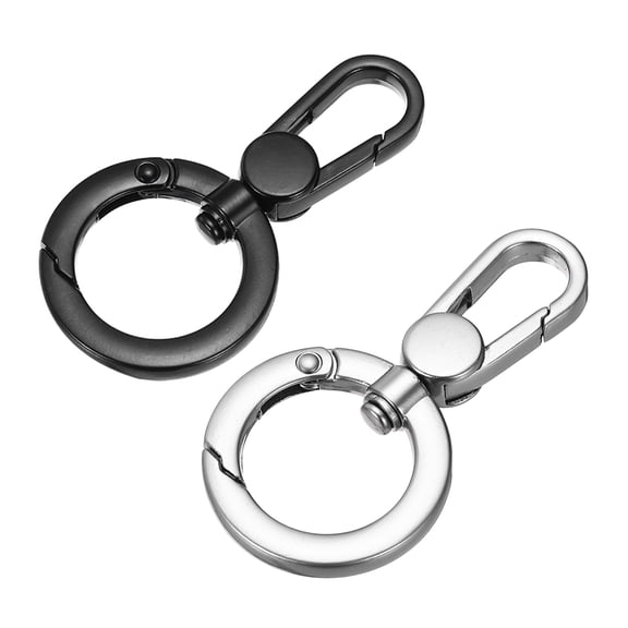 Uxcell 2 Pcs Double Opening Snap Hooks Swivel Keychain Clasp Clips Metal Swivel Lobster Claw Clasp for Jewelry Making Crafts Backpack Bag Strap  Phone Case, Black/Gray/Gray