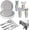 Silver Snowflake, variant on 201-piece disposable party tableware set with paper plates, cups, napkins, straws, tablecloths, plastic knives, forks and spoons for a variety of party occasions for up to 25 people (Silver Star)