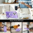 thumbnail image 3 of Shellify Case for iPhone 16 Pro, Military Grade Shockproof Case with Stand Magnetic Ring Holder Compatible with MagSafe Accessory,Purple, 3 of 6