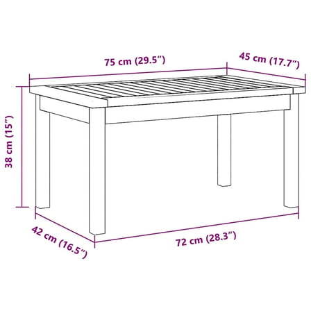 vidaXL Coffee Table 75x40x38 cm Solid Wood Acacia