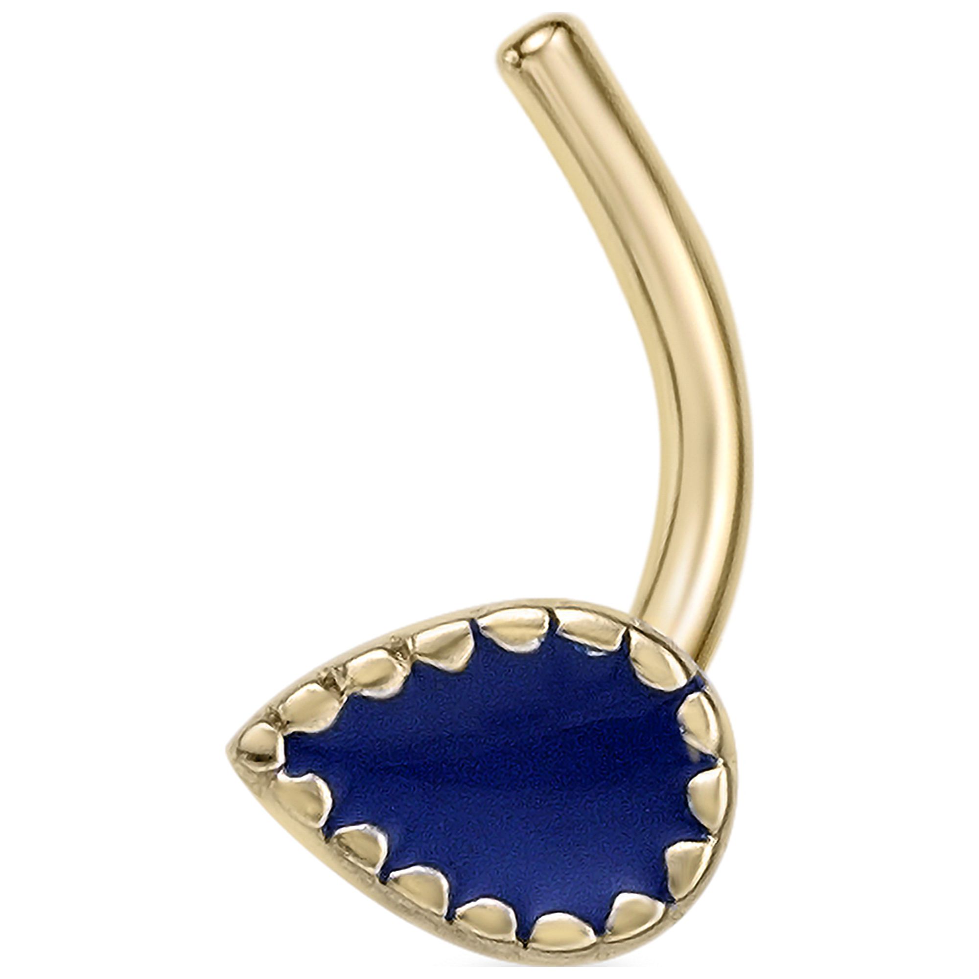 Lavari Jewelers 20 Gauge Curved Screw Nose Stud - 14k Gold Flower Hearts Design, Hypoallergenic