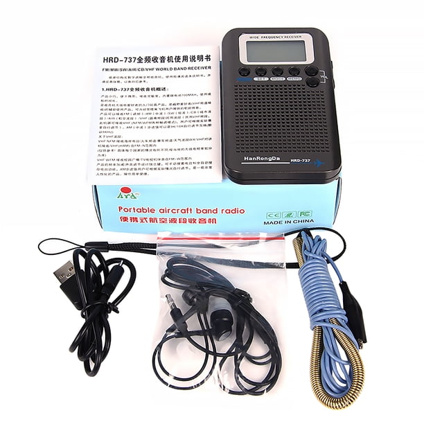 Radio digital de viaje para acampar al aire libre, senderismo, radio portátil de mano, pantalla LCD recargable, color negro Advancent EL5651-01B