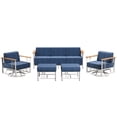 thumbnail image 2 of Unnifurnzi 5 Pieces Patio Furniture Set-Patio Conversation Sets with Swivel Rocking Chairs Patio Couch Set with Outdoor Ottomans for Deck Porch Poolside Balcony-White/Blue, 2 of 7