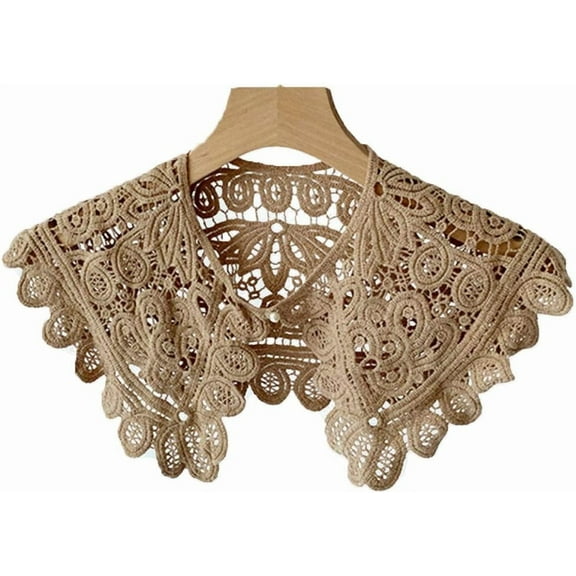 Zhengup Knitted Detachable Fake Collar Hollow Out Dickey Collar Shawl