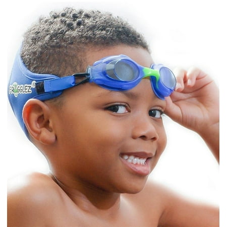 Frogglez NEW Explorerz Jr. Kids Swimming Goggles with Custom Fit Neoprene Strap, Comfort First Design, Unisex