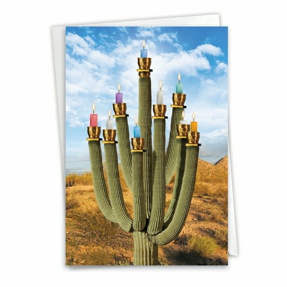 1 Funny Chanukah Card with Envelope - Prickly Menorah C3441HKG