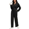 thumbnail image 2 of Conjuntos de chándal para mujer ATHLECHIC de 2 piezas, sudadera corta y pantalones anchos, conjuntos de entrenamiento y lounge M negro, 2 of 4