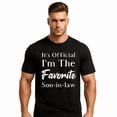 thumbnail image 4 of Men's "Favorite Son-in-Law" Letter Pattern Round Neck Short-Sleeved T-Shirt Classic 100% Cotton Dark Blue Breathable Stylish Casual Top, 4 of 10