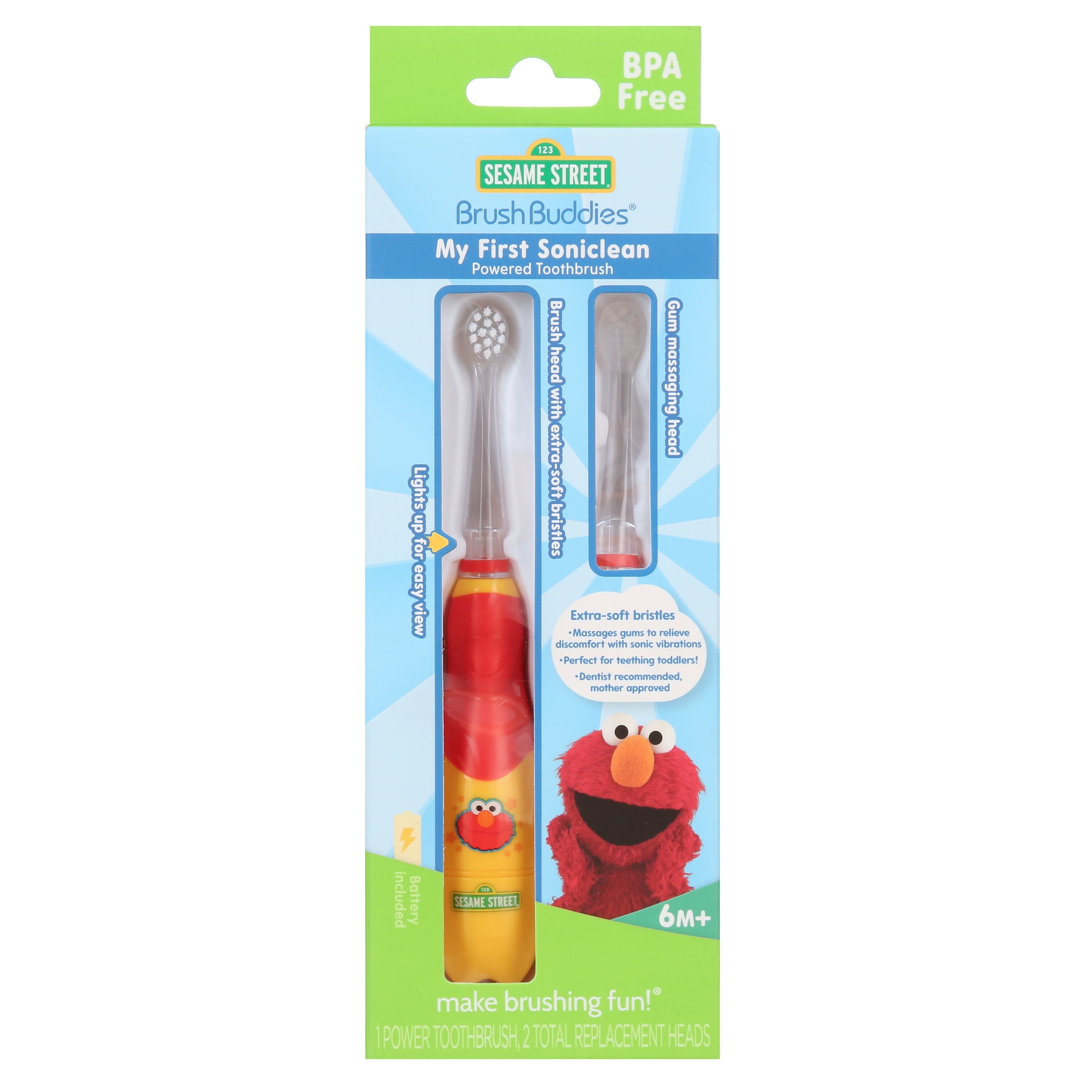 Brush Buddies Sesame Street Baby Soniclean Toothbrush with Teething Relief