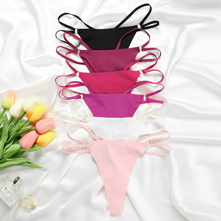 DNDKILG Womens G String Thongs Strappy Bikini Underwear Seamless Low Rise  Panties Hot Pink M 
