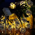 thumbnail image 5 of l white Luces de cadena solares - Luces de cadena de 15 pies Luces de cadena marroquíes solares de 20 LED para festivales de jardín, 5 of 5