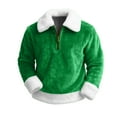 thumbnail image 4 of Havenx Christmas Hoodie Men 1/4 Zipper Fuzzy Flannel Long Sleeve Sweatshirt Big and Tall Soild Color Santa Top Plush Fleece Zipper Xmas Pullover Tops,Green M, 4 of 4