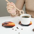 thumbnail image 6 of Pofeuu Sunset Dancing Dolphin B Print Leather Coasters Set of 6, Round Cups Mugs Mat Pad for Home Kitchen Heat Resistant Drink Coasters,Octagon, 6 of 7