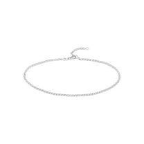 14K White Gold Women's 9"-10" Adjustable 2.20mm Flat Mariner Link Anklet