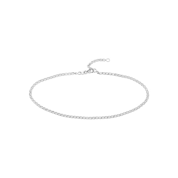 14K White Gold Women's 9"-10" Adjustable 2.20mm Flat Mariner Link Anklet