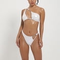 thumbnail image 4 of WREESH Bikini pour Femmes Réfléchissant Brillant Couleur Unie Ajouré Dos Nu Maillot de Bain Deux Pièces, 4 of 9