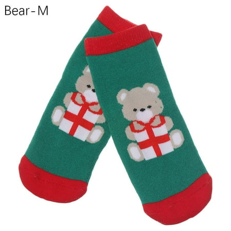 

1 Pair Santa Claus Gift Striped Terry Warm Baby Girls Christmas Socks Autumn Winter Cotton BEAR-M