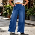 thumbnail image 5 of IFNWSV Denim Pants for Women Plus Size Stretchy Wide Leg Jeans with Pockets High Waisted Loose Casual Trousers Navy 2XL, 5 of 7