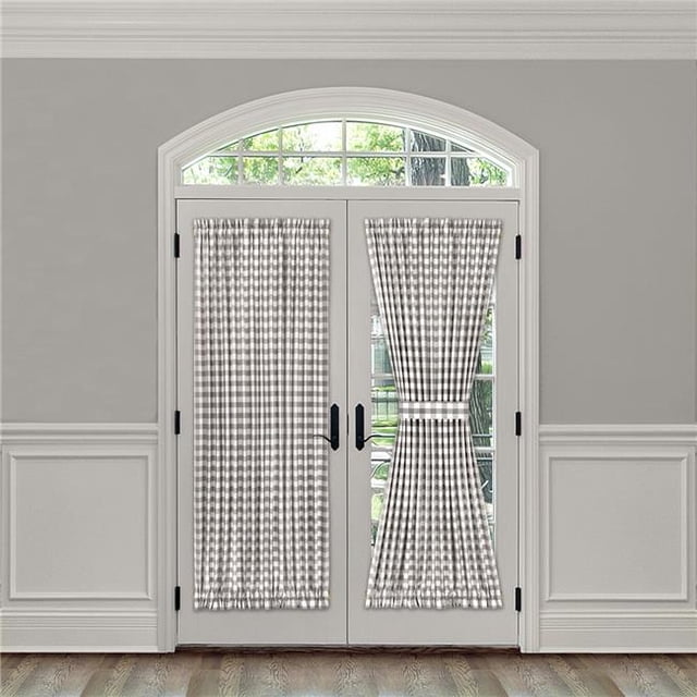 54 x 72 in. Polyester Light Filtering Buffalo Check Rod Pocket Curtain Panel, Grey