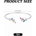 thumbnail image 2 of 1Pcs Brass Cubic Zirconia Leaf Cuff Bangles Open Bangle for Women Jewelry Gifts Inner Diameter: 2-1/2 inch(6.5cm) Colorful, 2 of 6