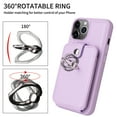 thumbnail image 3 of Accordion Wallet Case for iPhone 13 Pro Max with Rotatable Ring Holder Kickstand, RFID Blocking Card Slots Finger Grip Ring PU Leather Shockproof Purse Cover for iPhone 13 Pro Max, Purple, 3 of 7