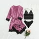 thumbnail image 1 of Lencería para Mujer Encaje Satén Sujetador Inalámbrico Camisola Pantalones Cortos Pijama Bata Conjunto De Cuatro Piezas Lencería Sexy Body Lencería De Talla Grande,Purple,2XL, 1 of 9