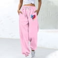 thumbnail image 2 of Joggers for Women UK Solid Colour Workout Sweatpants with Pockets Wide Leg Cargo Trousers Baggy Jogging Joggers High Waisted Tracksuit Bottoms Casual Lounge Active Pants, 2 of 3
