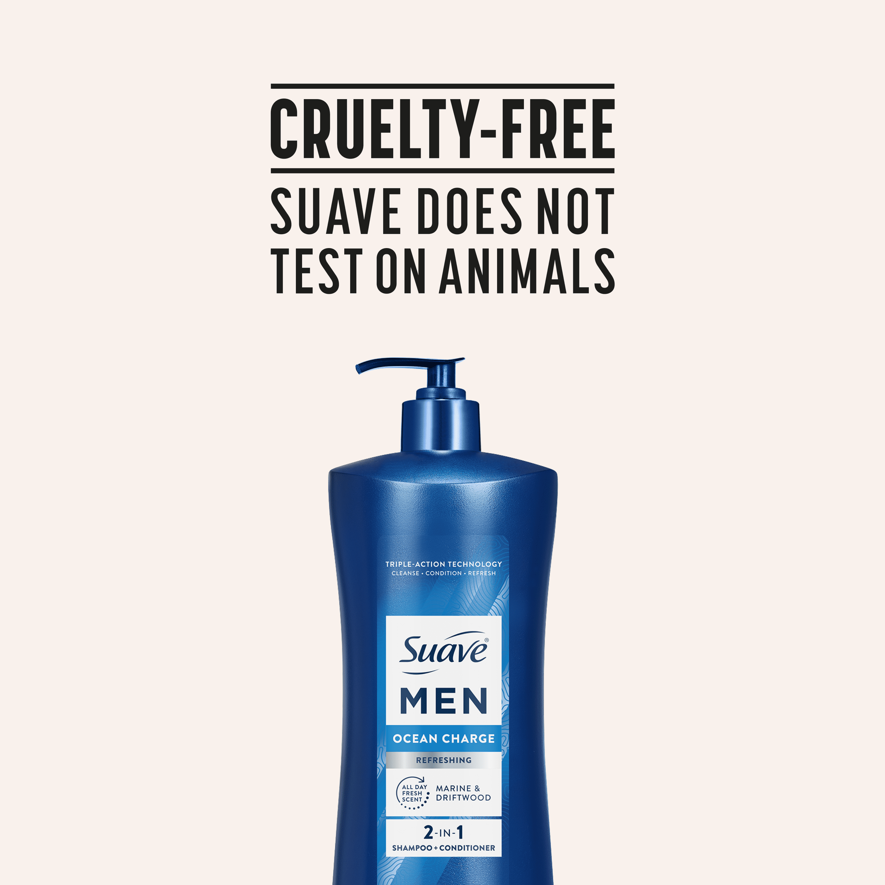 (4 pack) Suave Men Refreshing 2-in-1 Body & Face Wash with Glycerin & Vitamin E, Ocean Charge, 28 fl oz
