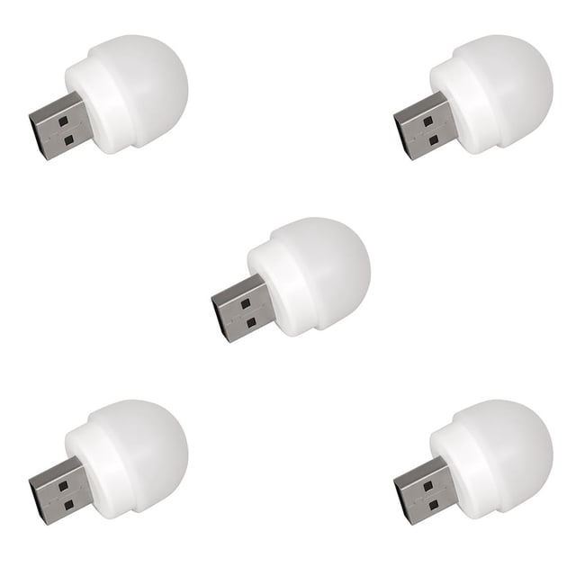 sweethay Luces nocturnas LED portátil con alimentación USB para interiores y exteriores, protección ocular para el hogar, lectura de libros, Luz blanca 5piezas