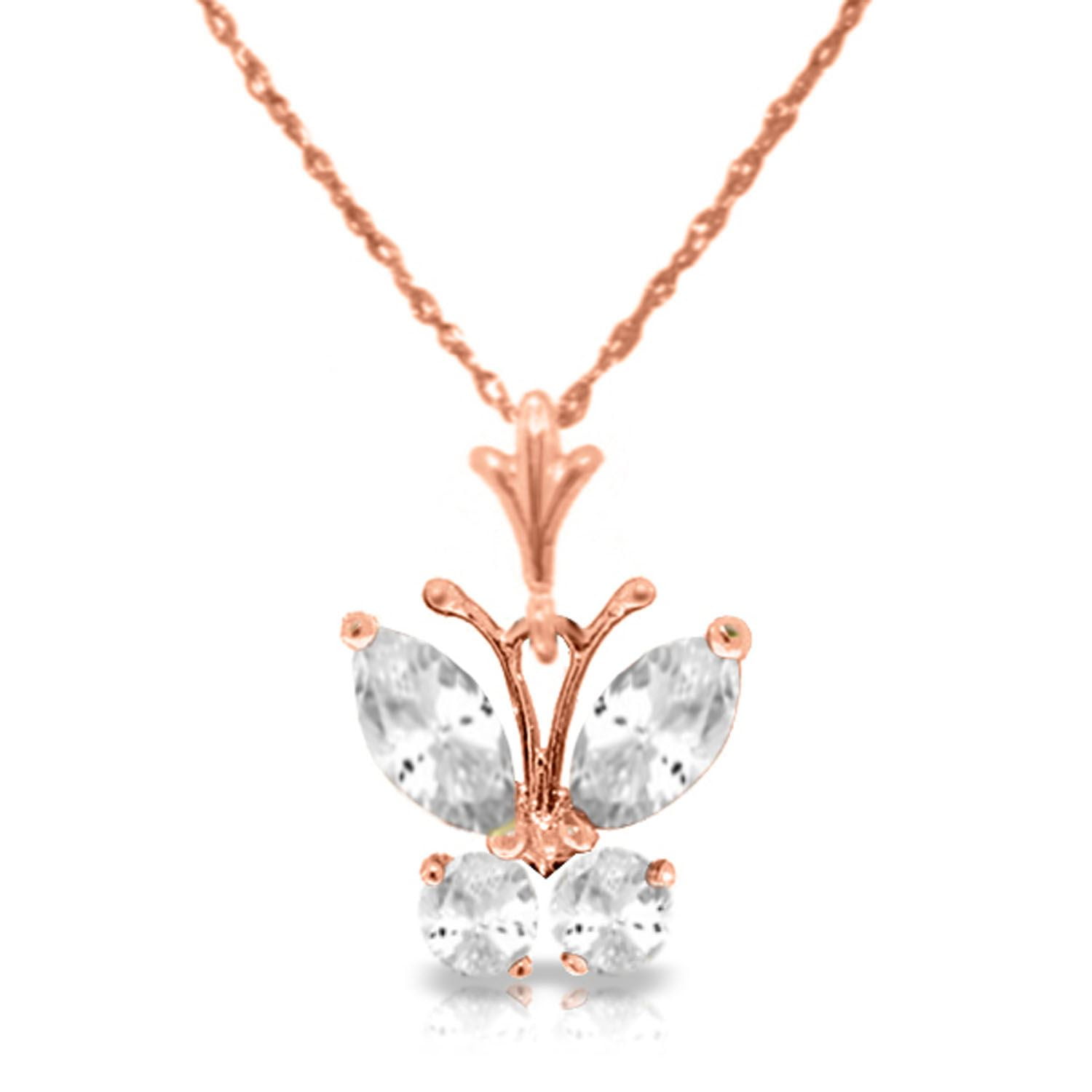 ALARRI 2.38 Carat 14K Solid Gold Necklace Black Cubic Zirconia with 24 Inch Chain Length