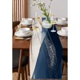 thumbnail image 4 of Geometric Blue Table Runner-Cotton Linen- 72 Inch Holiday Dresser Scarves, Abstract Ocean Sea Scattered Colors Tablerunner for Kitchen Coffee/Dining Bedroom Home Living Room Dinner Scarf Décor 13x72, 4 of 9