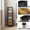 thumbnail image 6 of Skinny Side Table with Storage - Narrow End Table for Small Space Bedroom Living Room Slim Bedside Tables Thin Nightstands Set of 2, Farmhouse Brown (06BN2), 6 of 7