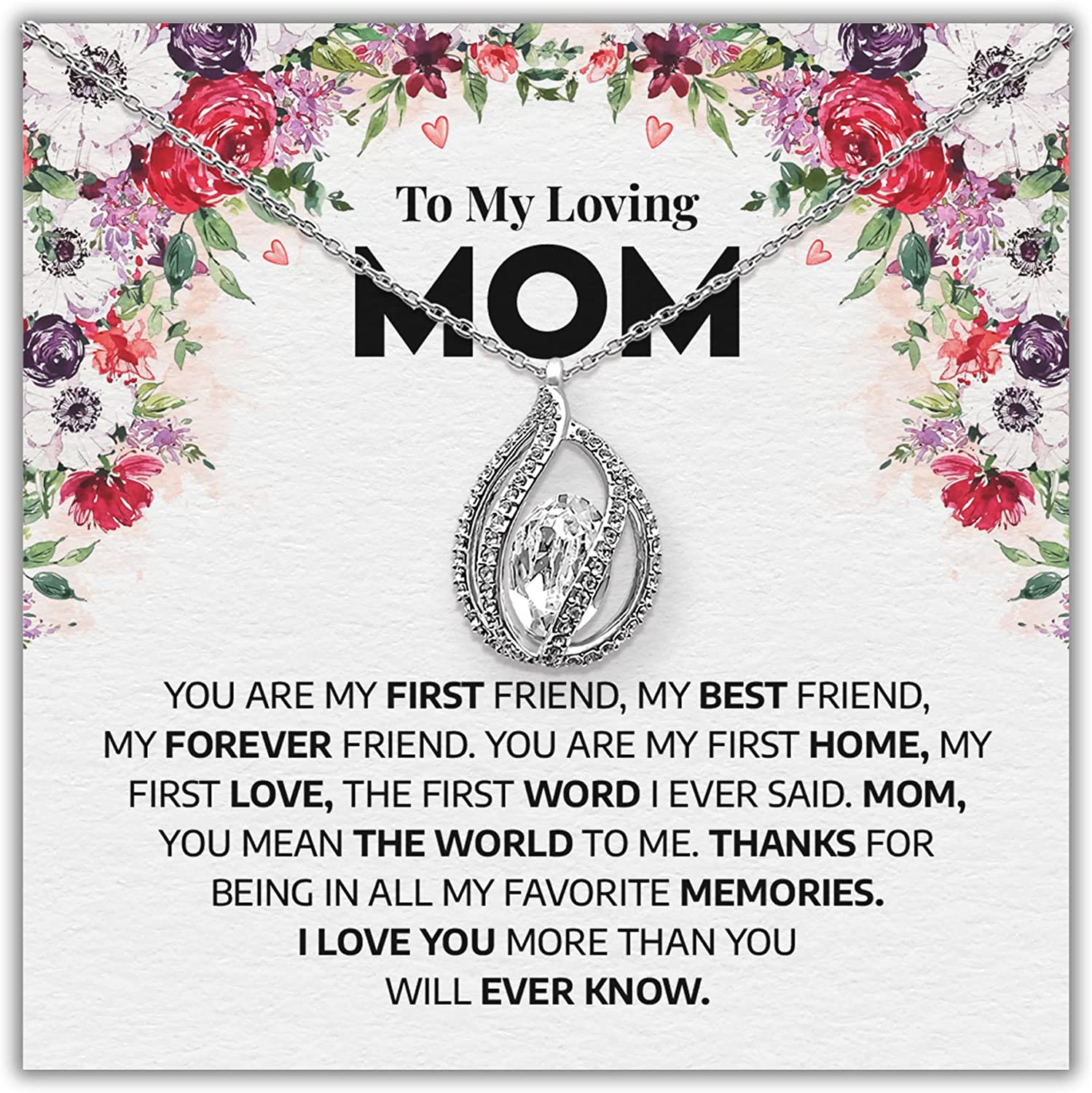 TRYNDI Best Mom Necklace for Women Gifts for Mom from Daughter, Son