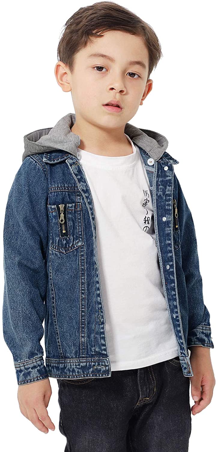 Boys Jean Jacket Removable Hooded 