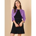 thumbnail image 2 of INSPIRE CHIC Boléro Cardigan en Satin Uni Élégant pour Femme, Ouvert à l'Avant, Manches 3/4, 2 of 6