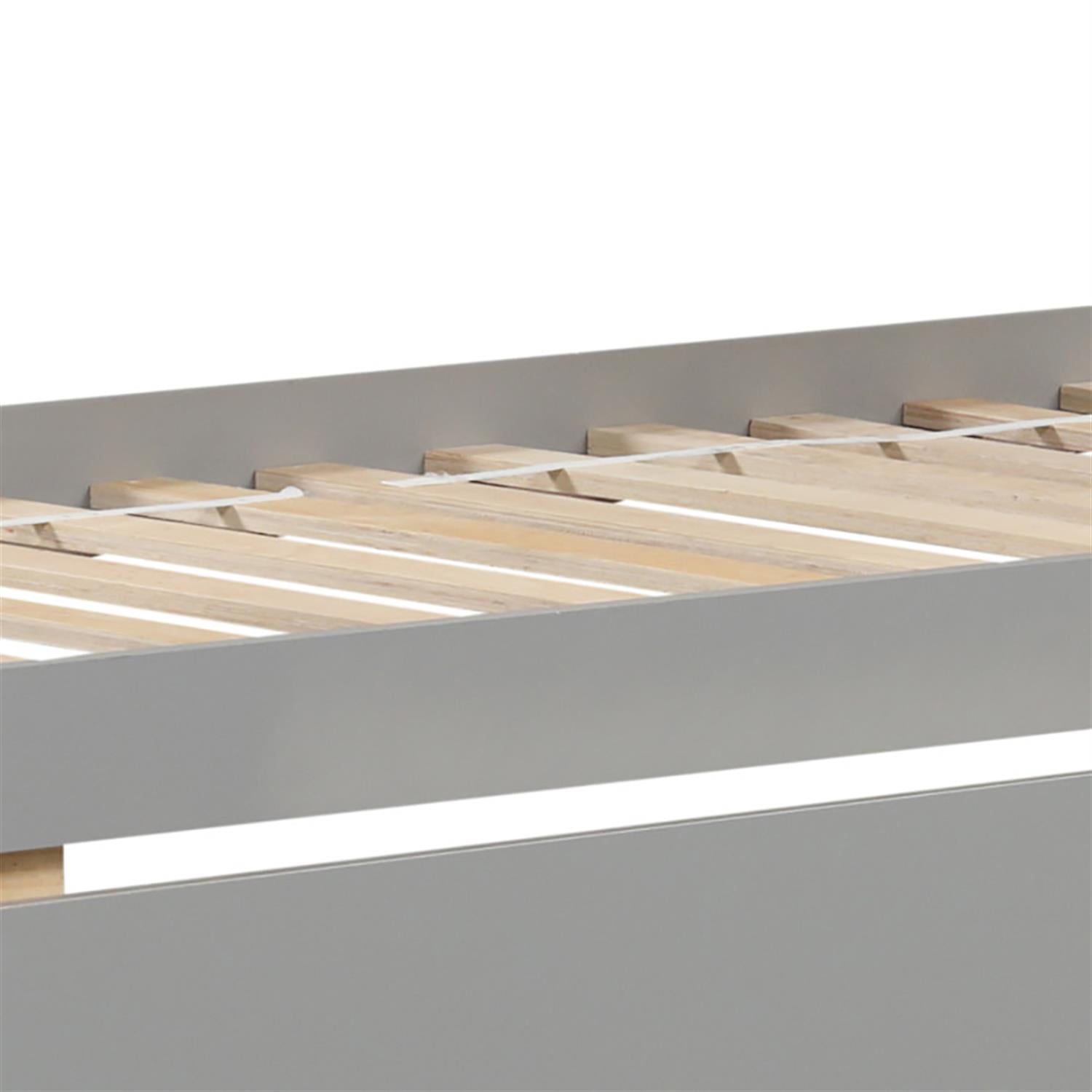 Demi Bonn Twin Over Twin Bunk Bed with 2 Storage Drawers and Ladder, Twin Bunk Beds, Wood Bed Frame No Box Spring Needed, Gray