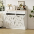 thumbnail image 1 of Gabinete de Basura con Doble Apertura Inclinable de 20 Galones, Gabinete de Madera Oculto para Basura, Mueble de Lavandería Estilo Campestre con Encimera y Cajón, 1 of 7