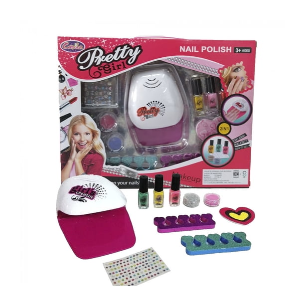 Set para Pintar y Decoración de Uñas The Baby Shop con secador de uñas para niñas Rosa
