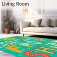 thumbnail image 2 of ODIKA 4'x6' Machine Washable Non-Slip Area Rug, Developmental Language Foundation With Engaging Visual Cues High Traffic Rug with Pad, Turquoise, 687618, 2 of 8