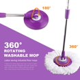thumbnail image 3 of Floor Mop Microfiber Spin with Bucket 2 Head 360° Easy Rotating Purple Mecor, 3 of 6