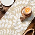 thumbnail image 3 of Table Runners 120 Inches Long Dress Scarves, Cream Leaves Farmhouse Coffee/Dining/Kitchen Table Decor Table Runner for Living Room, Farmhouse Botanical Branch Vintage Modern 13x120 Inch, 3 of 9