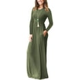 thumbnail image 2 of PPYOUNG Women Long Sleeve Loose Plain Maxi Pockets Dresses Casual Long Dresses Army Green M, 2 of 4