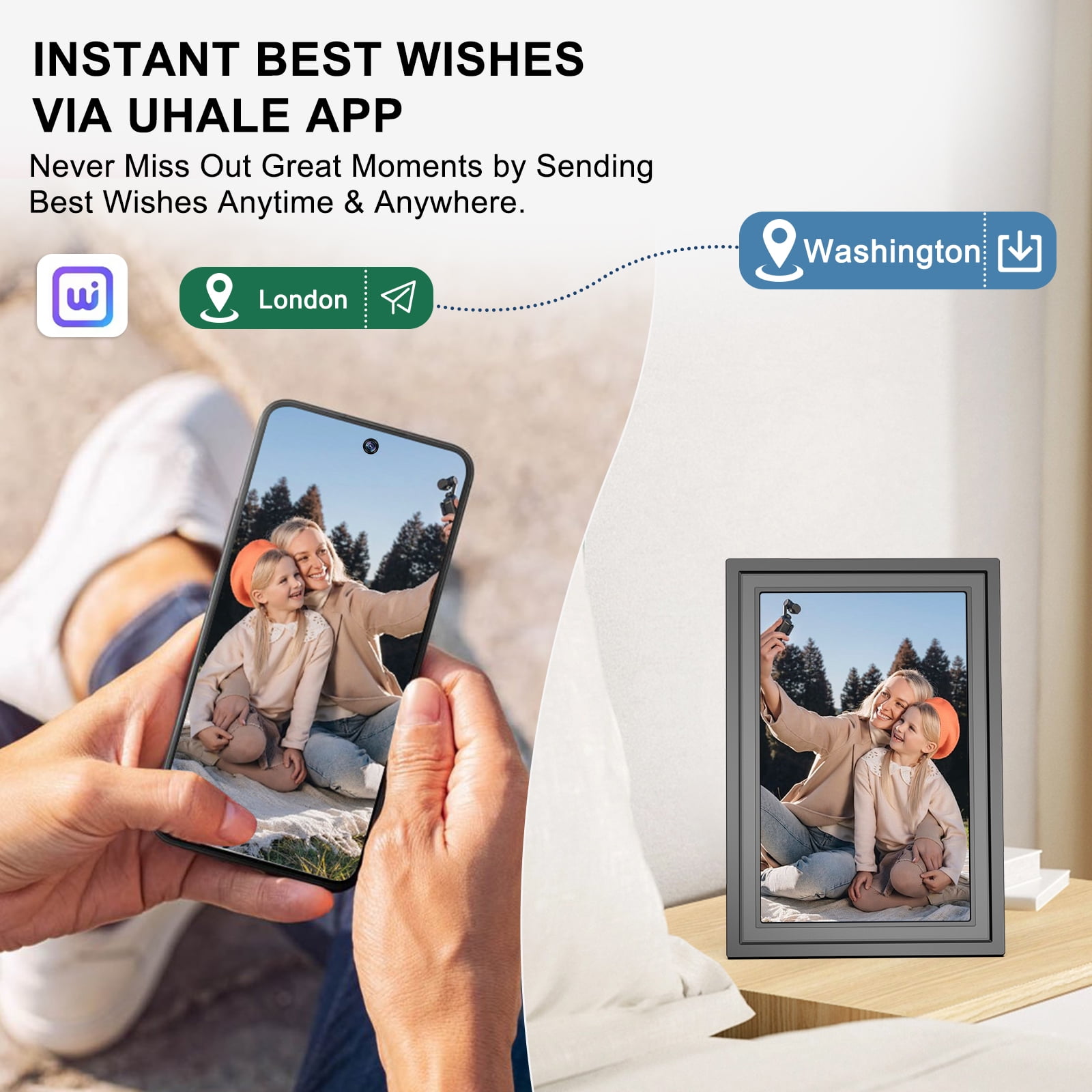 Digital Picture Frame - Uhale WiFi 10.1 inch IPS Touch Screen Digital Photo Frame Display for Gifting, 32GB Storage Support 64G TF Card, Auto-Rotate, Share Photos Via Uhale App from Anywhere