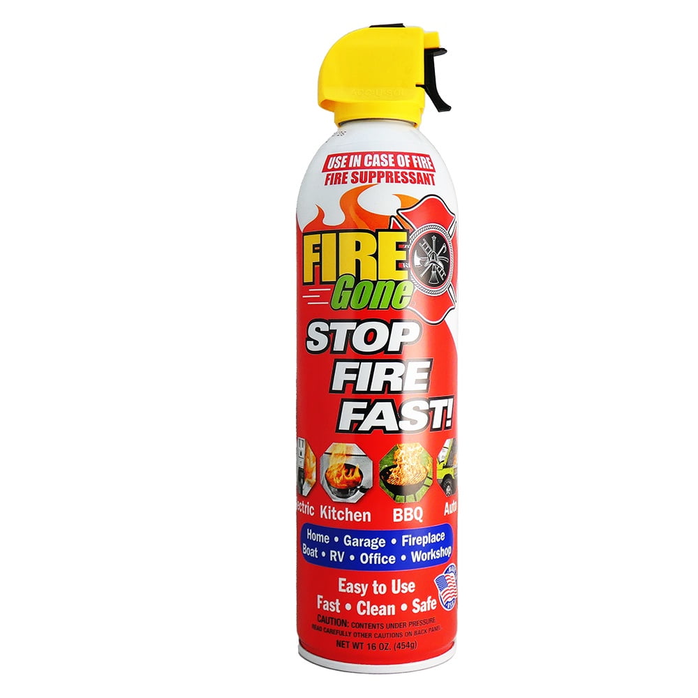 (4 pack) Fire Gone 16 oz Fire Extinguishing Spray - Aerosol Can -FFF-Foaming Agent -(Pack of 1) Cooking & Household