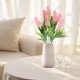 thumbnail image 5 of Flores artificiales de lavanda al aire libre | Decoración floral de plástico de 5 ramas Blanco, Rosa, Rosa caliente 12.5in Resistente a los rayos UV Impermeable | Acento de jardín, patio, porche |, 5 of 6