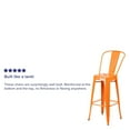thumbnail image 2 of Commercial Grade 4 Pack 30" High Orange Metal Indoor-Outdoor Barstool with Back, 2 of 9